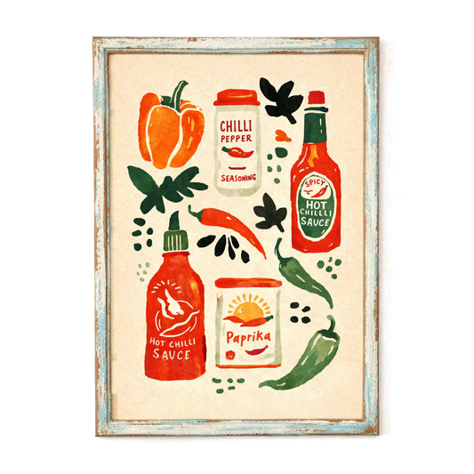 Chilli Pepper Sauce Kitchen Print
