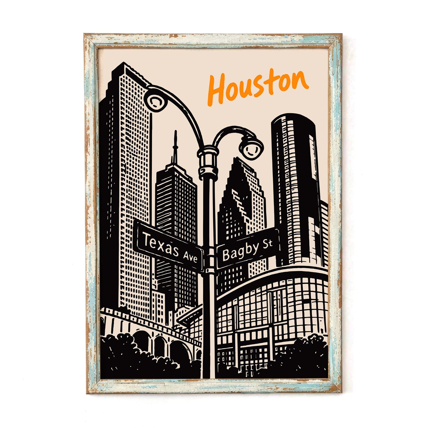 Houston Texas Skyline Poster Print