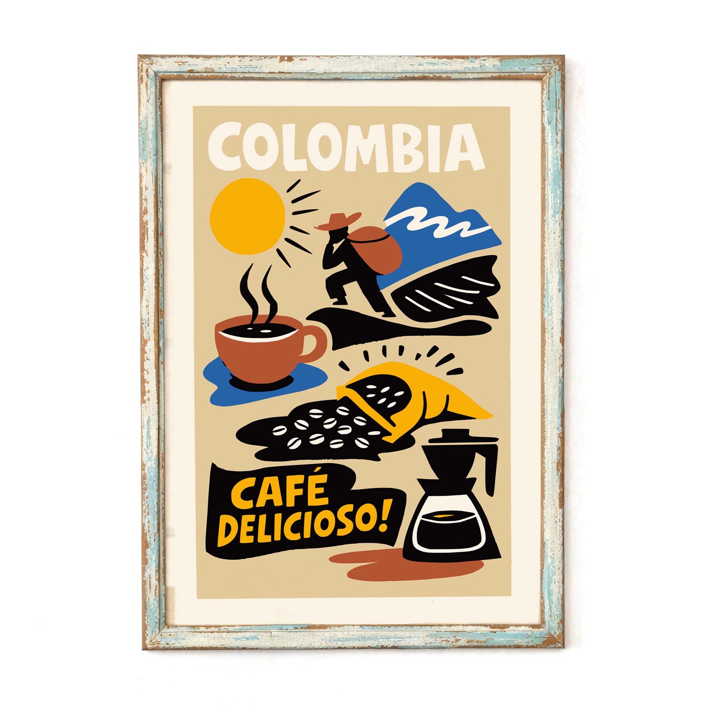 Colombia Coffee Travel Poster Print