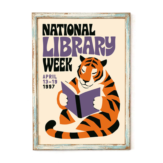 Tiger Reading Poster For Library