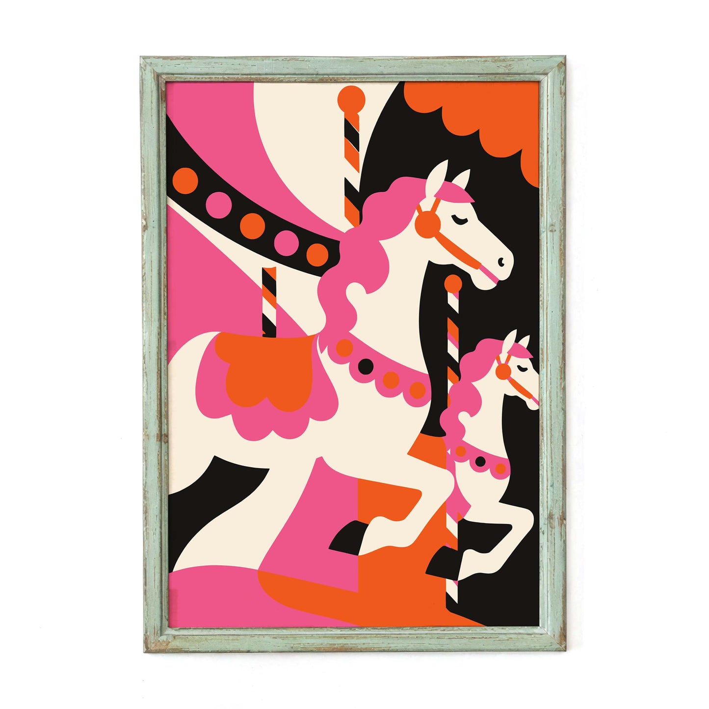 Vintage Pink Carousel Horse Poster