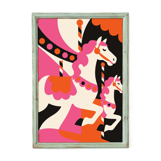 Vintage Pink Carousel Horse Poster