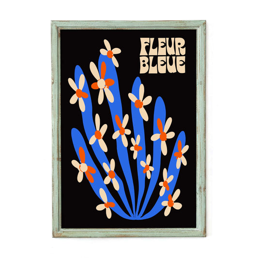 Fleur Bleue Floral Poster Print