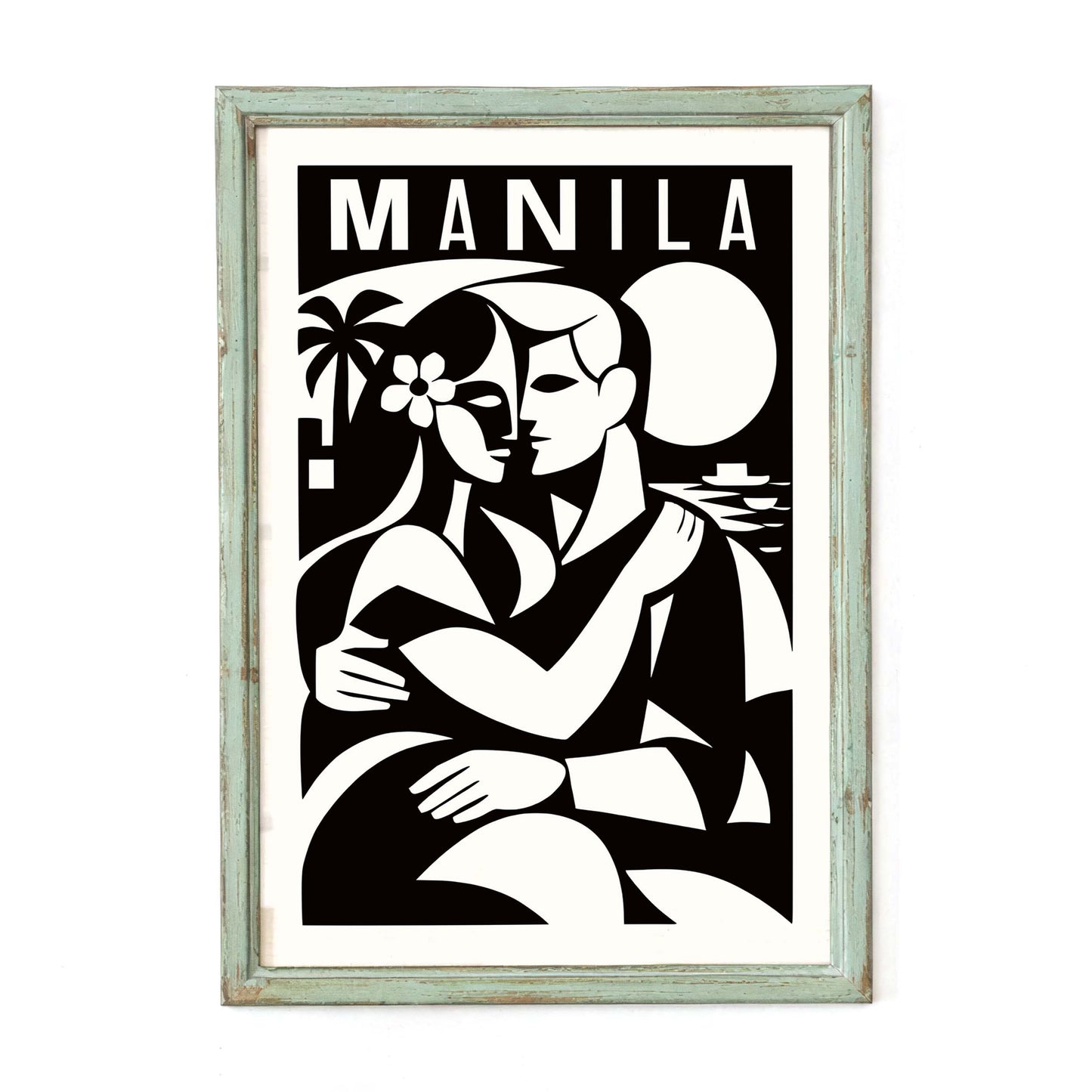 Manila Travel Poster Romantic Couple Print