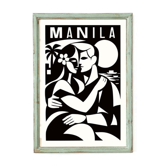 Manila Travel Poster Romantic Couple Print