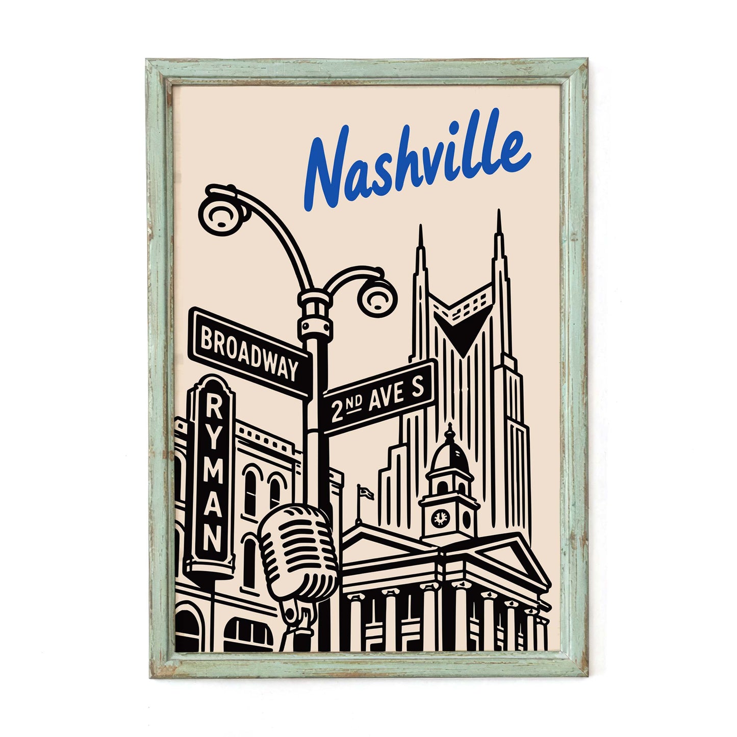 Nashville Broadway Travel Poster Print