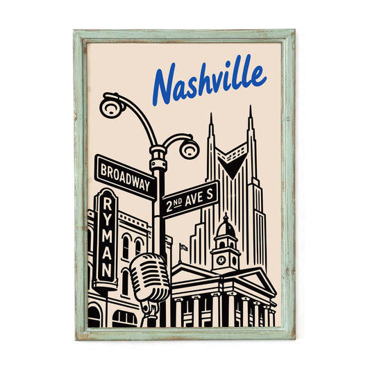 Nashville Broadway Travel Poster Print