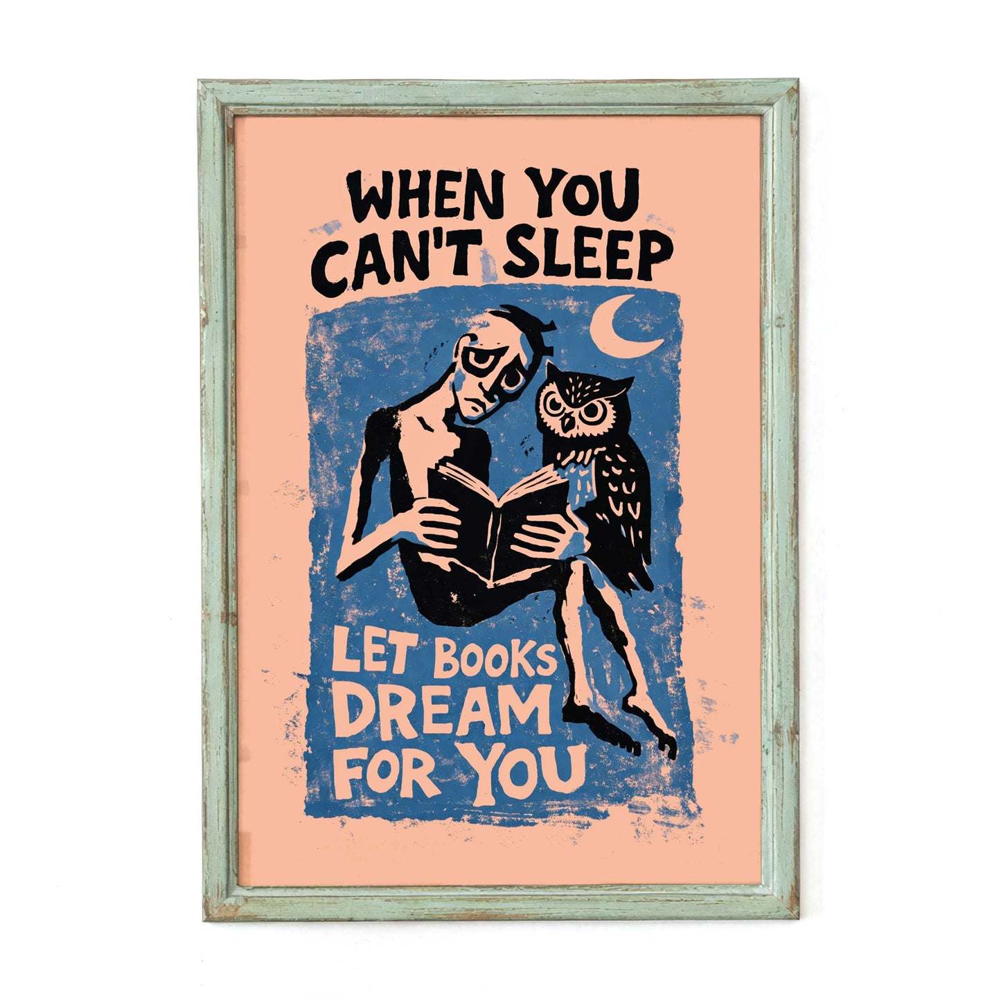 Reading Owl Insomnia Quote Poster