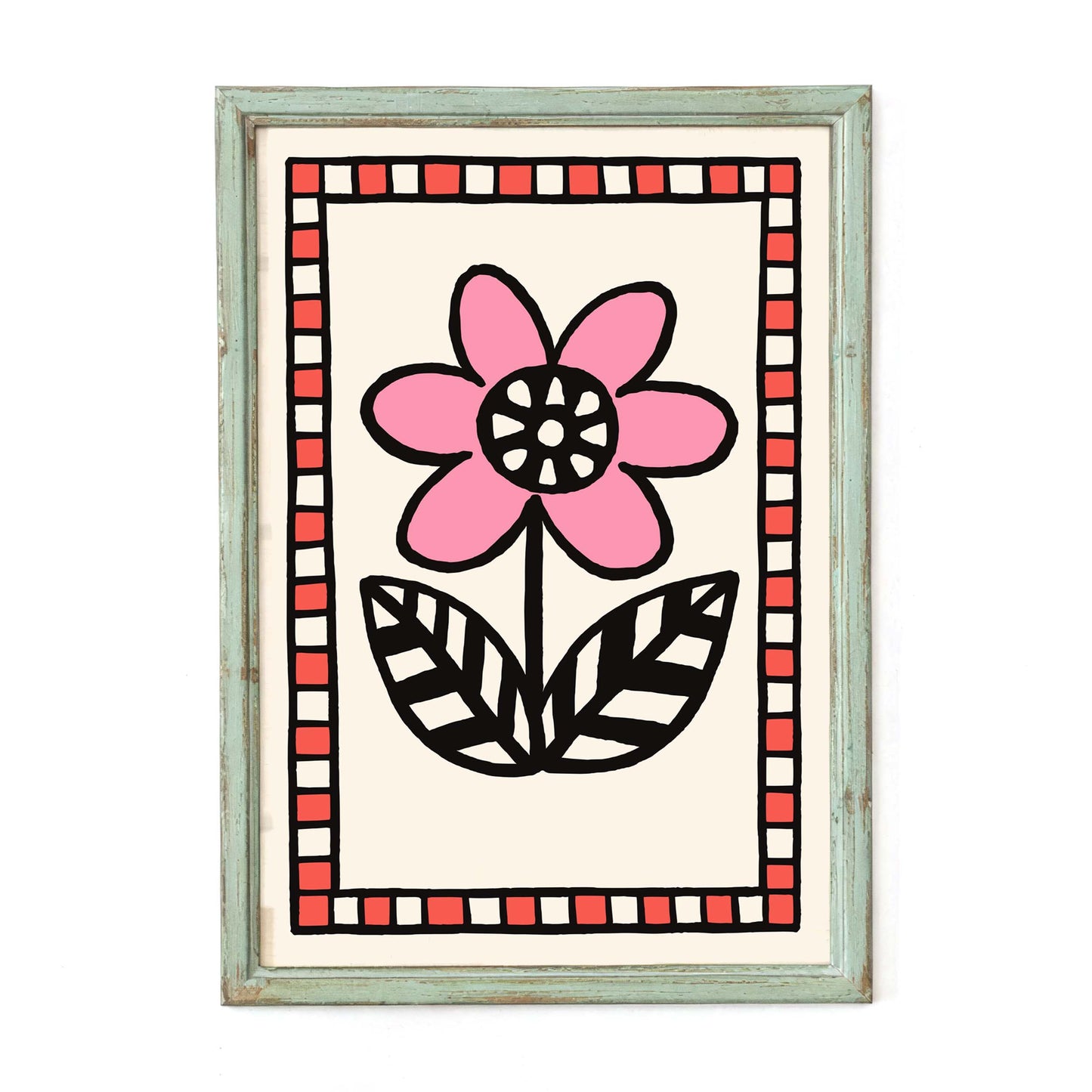 Minimal Flower Folk Art Poster