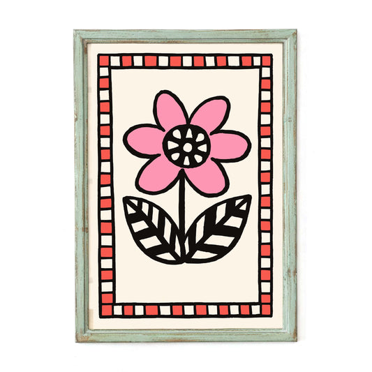 Minimal Flower Folk Art Poster
