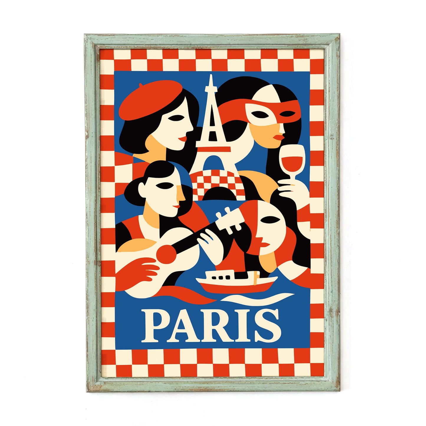 Retro Paris Picnic Art Deco Style Poster