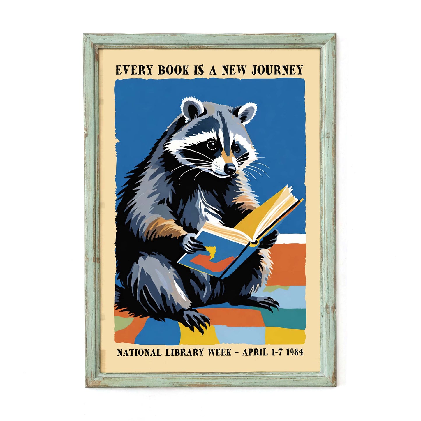 Reading Raccoon Library Poster