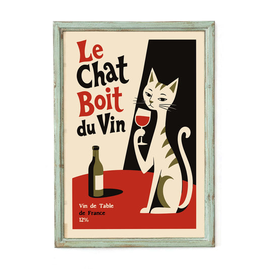 Le Chat Boit Du Vin Print