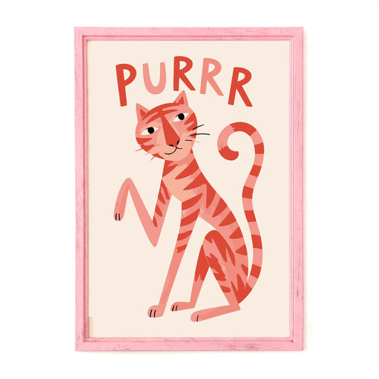 PURRR Pink Cat Art Print
