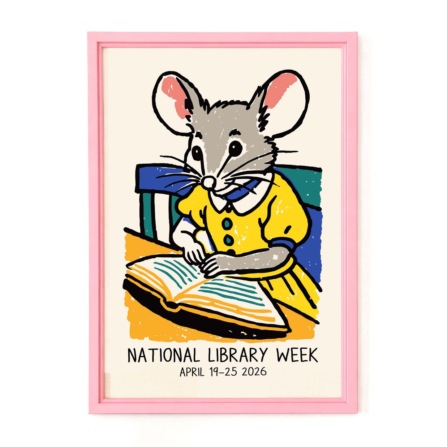 National Library Week Reading Mouse Print