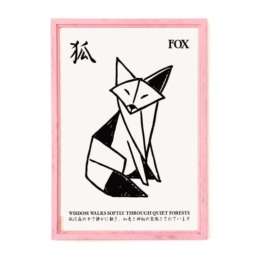 Japanese Fox Origami Poster