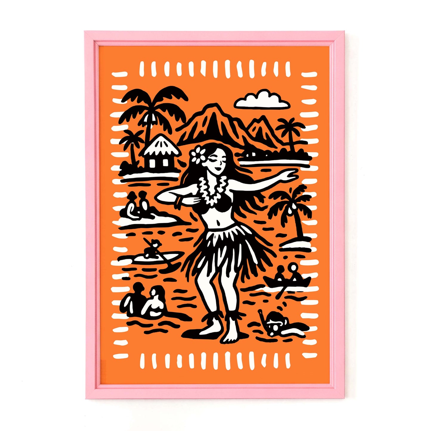 Hula Girl Sketch Tropical Poster