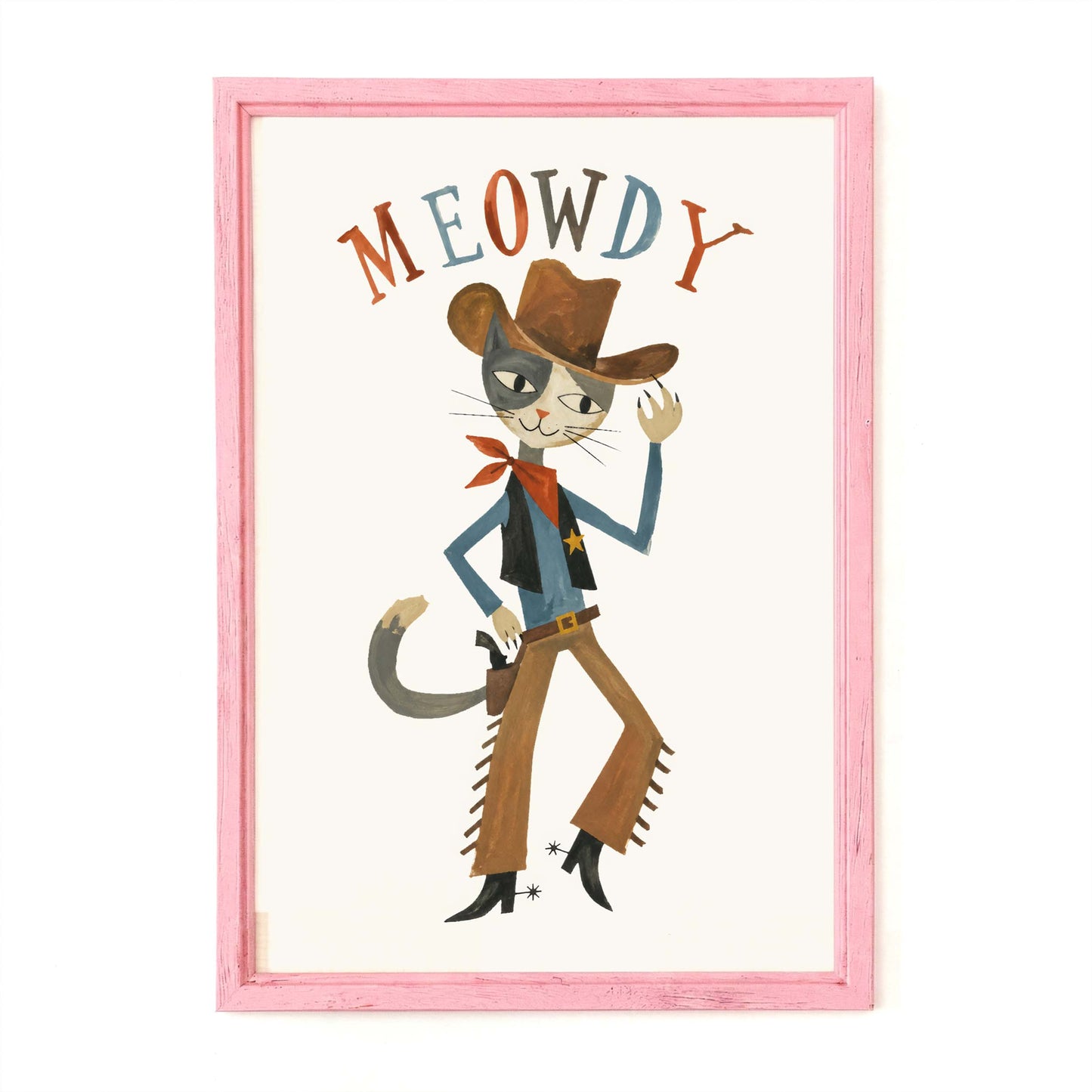 Cowgirl Cat Wall Art Print