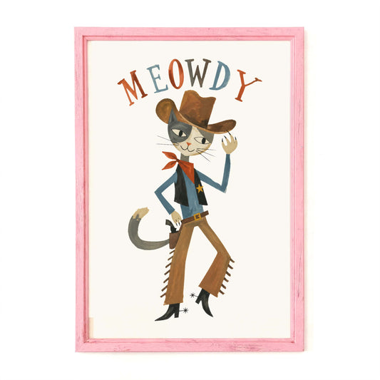 Cowgirl Cat Wall Art Print