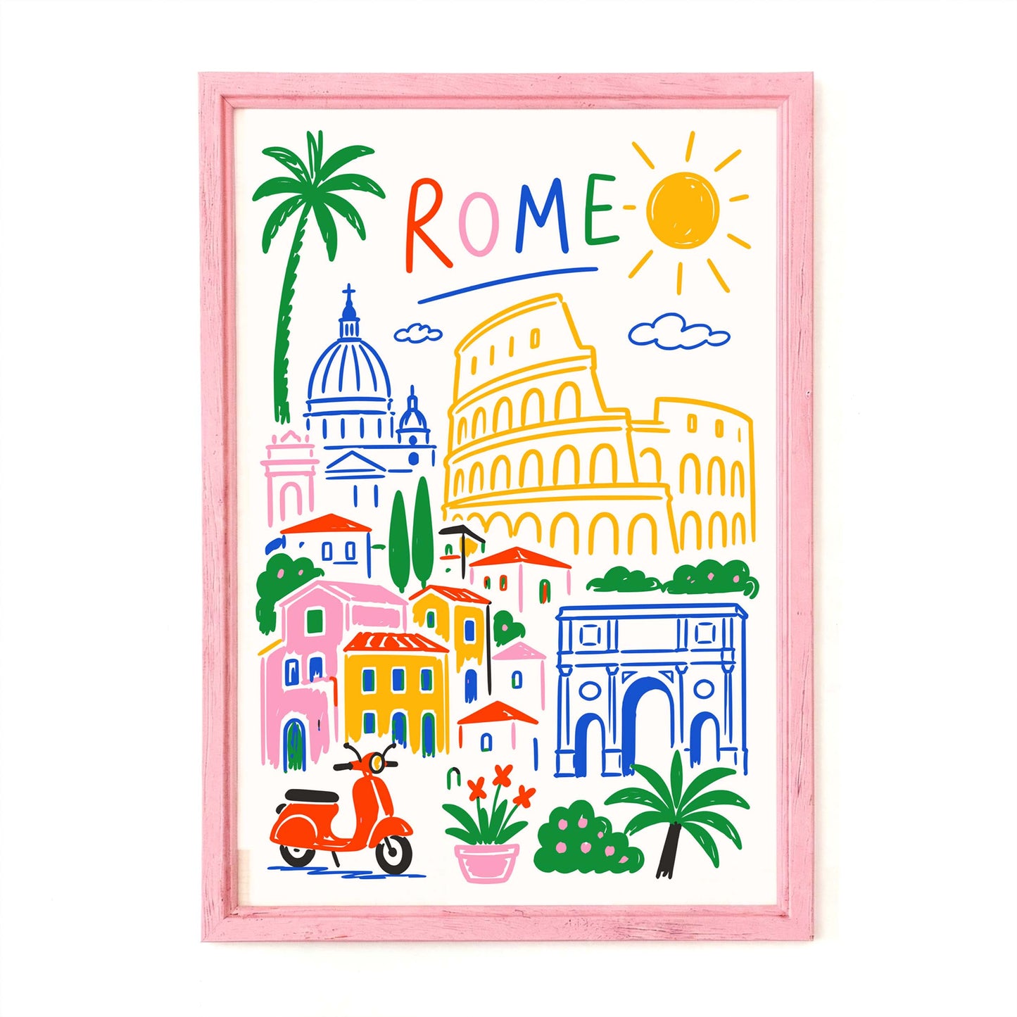 Rome Travel Landmarks Wall Print