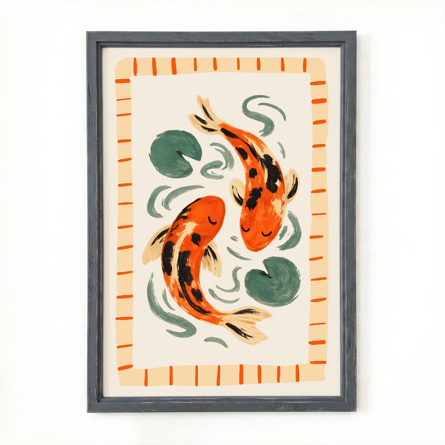 Koi Fish Illustration Wall Print