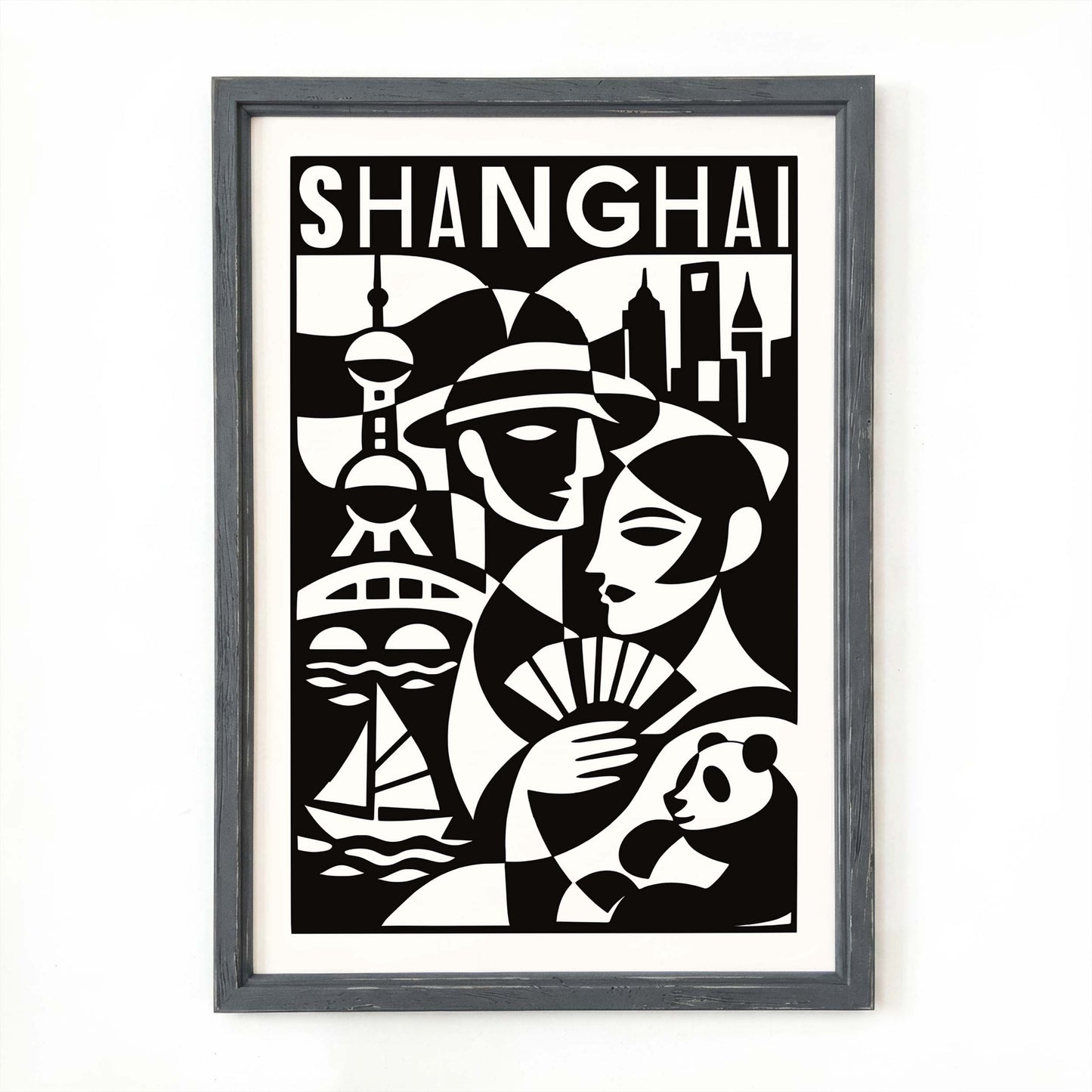 Shanghai Travel Poster City Print