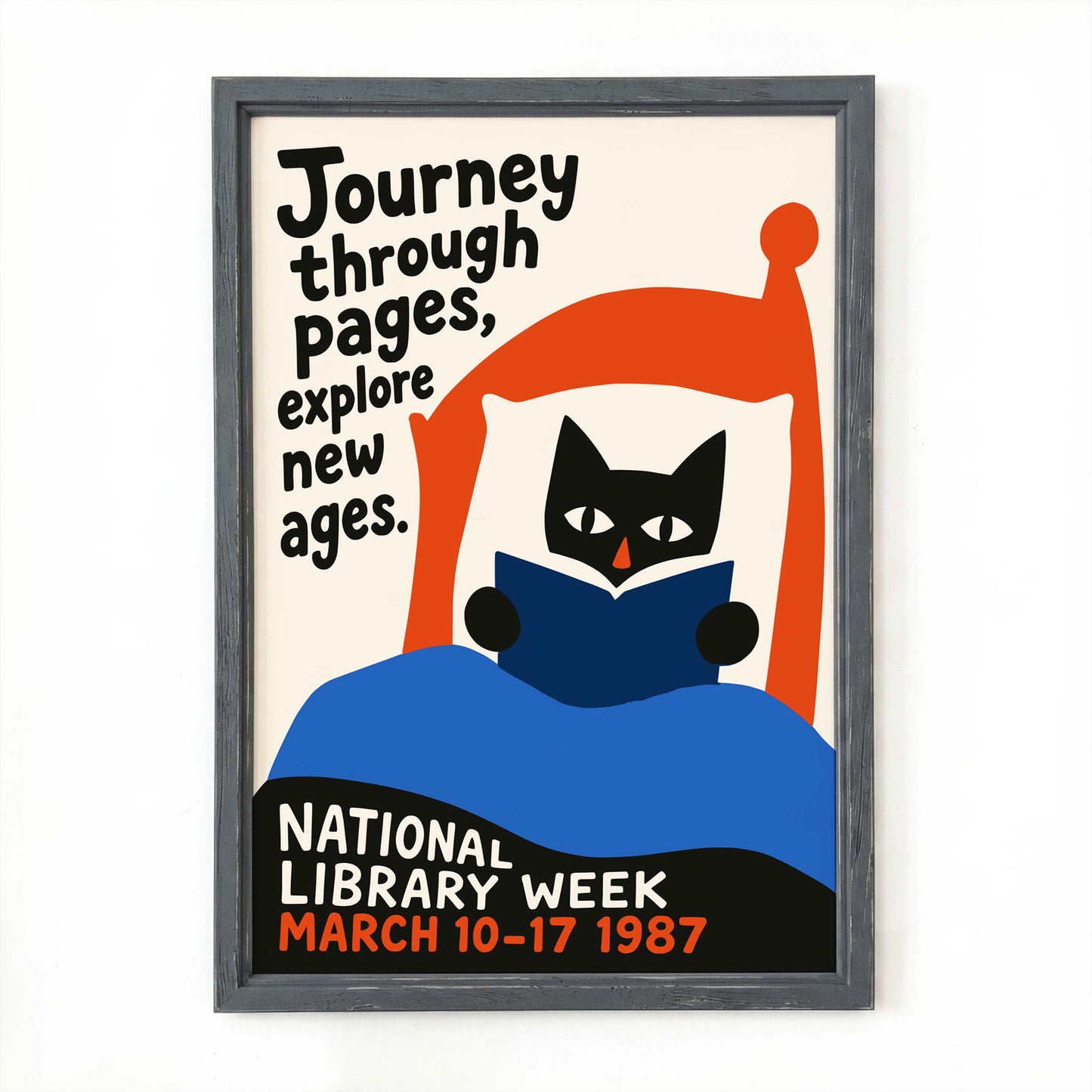 National Library Week Reading Cat Poster