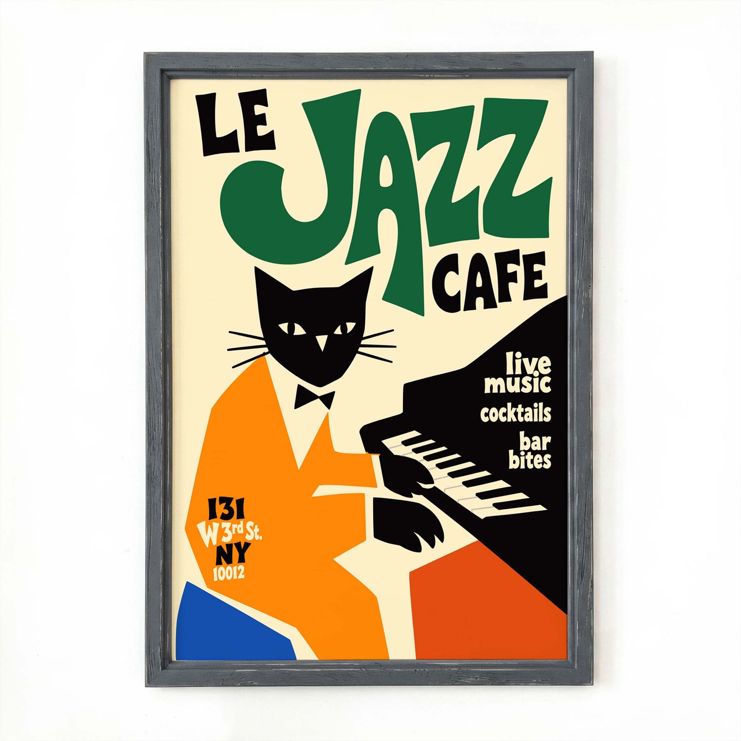 Le Jazz Café Cat Piano Vintage Poster