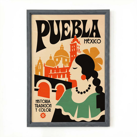 Puebla Mexico Travel Poster