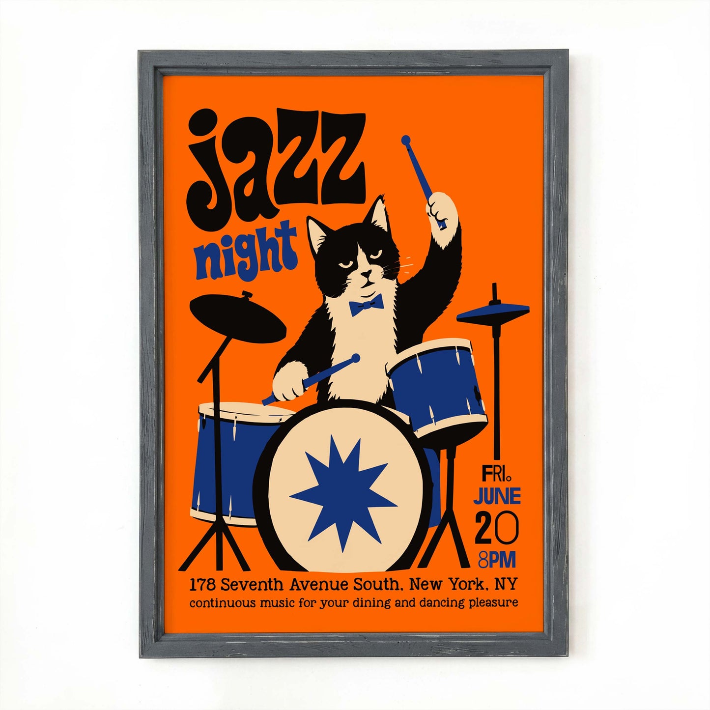 Jazz Night Cat Drum Print