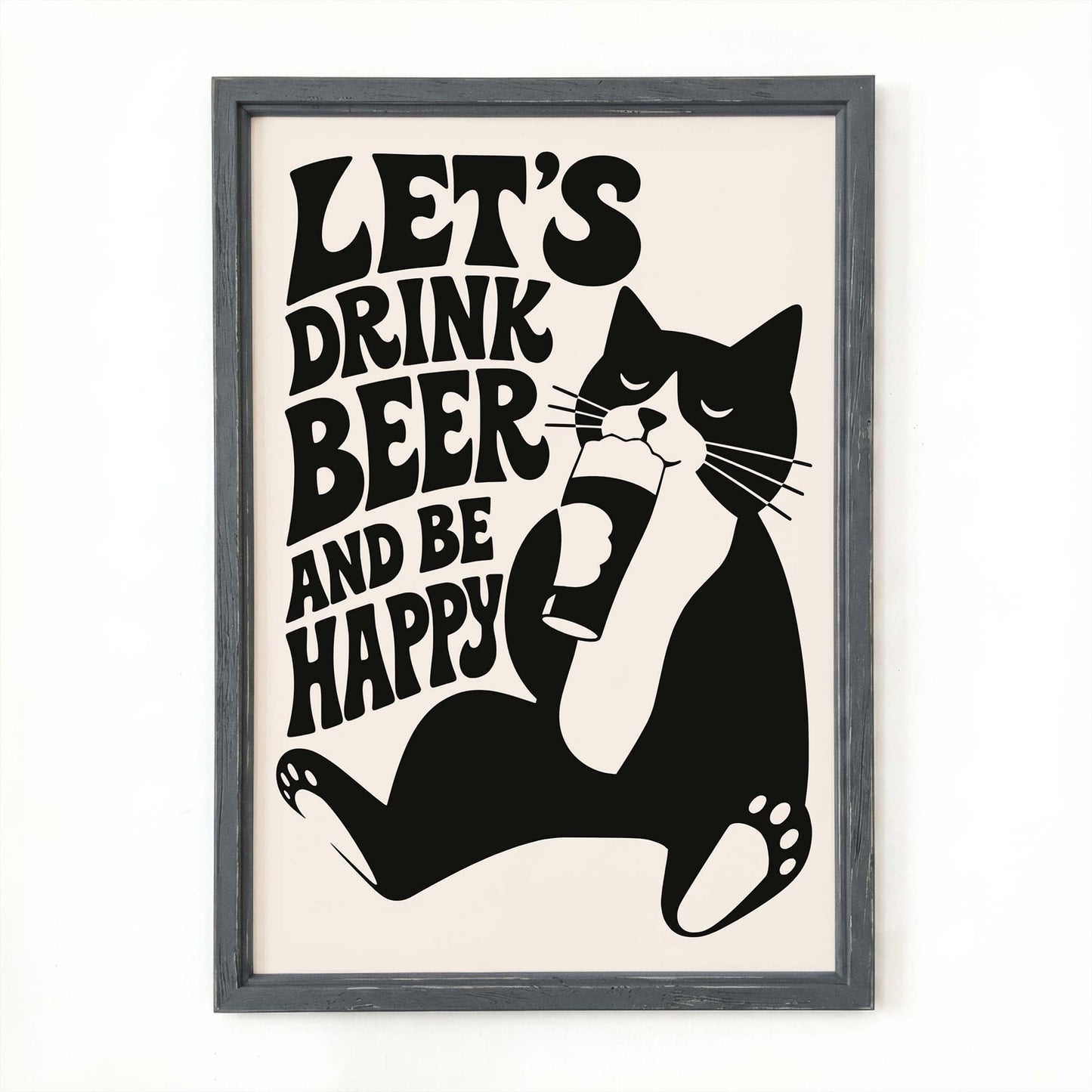Funny Cat Beer Print Poster