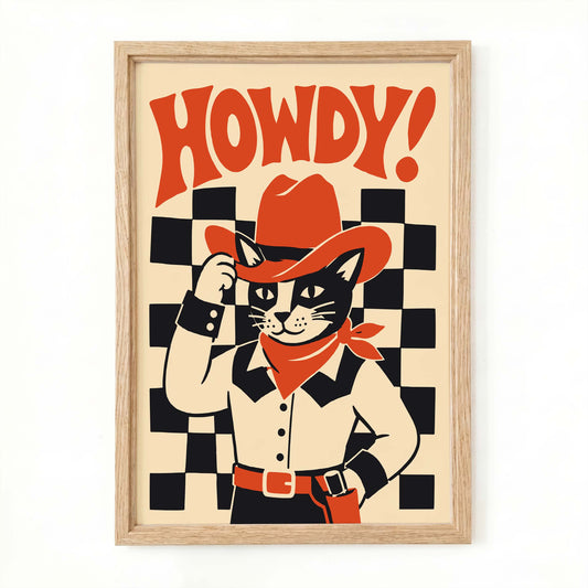 Howdy Cowboy Cat Poster