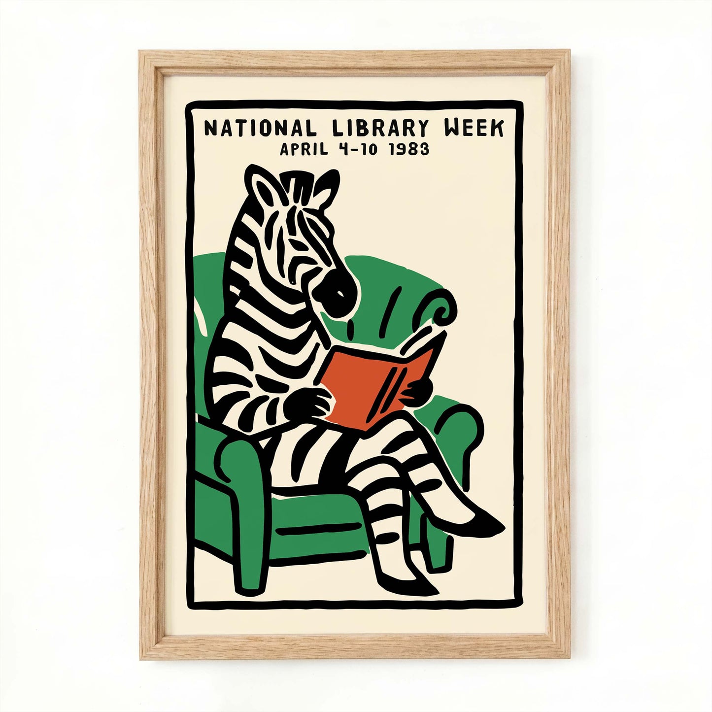 Reading Zebra Nursery Wall Art Print