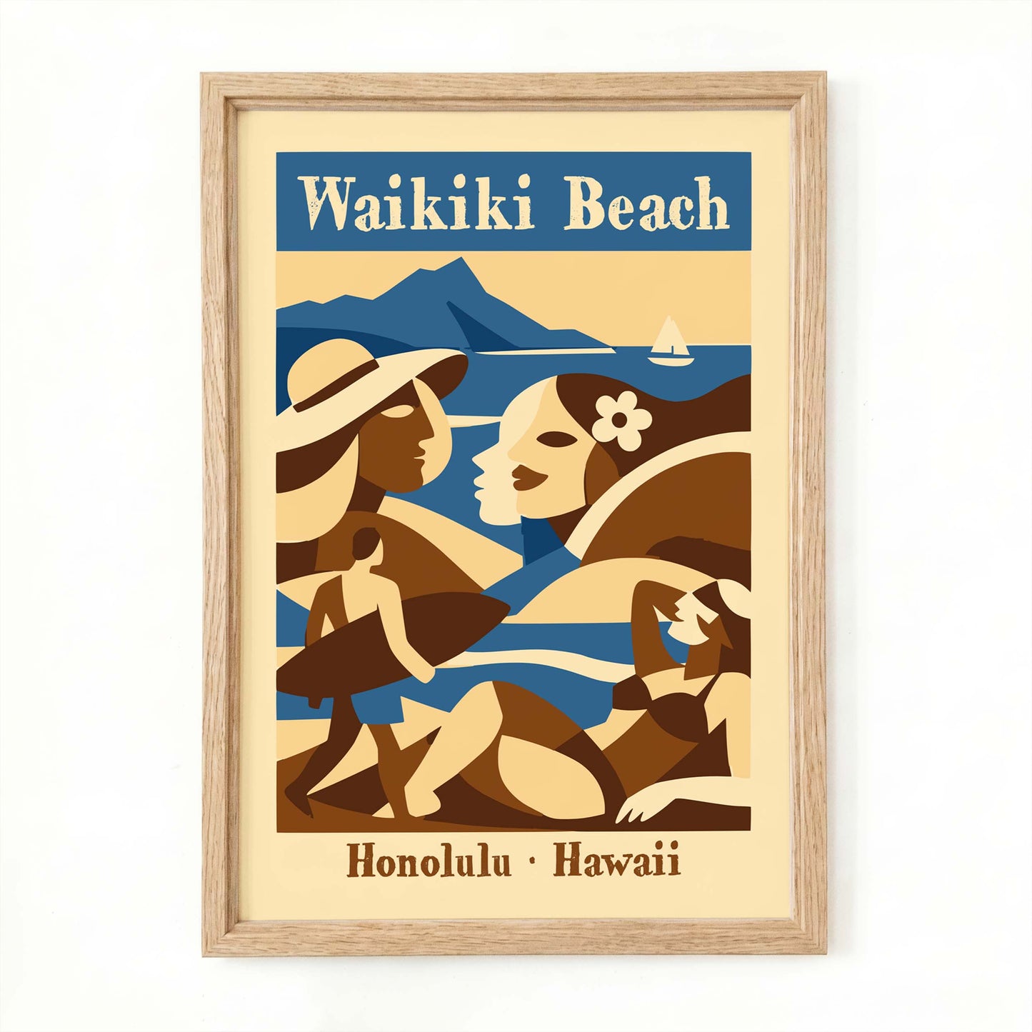 Waikiki Beach Travel Poster
