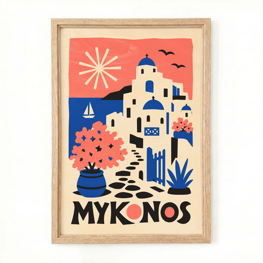 Mykonos Travel Poster Living Room