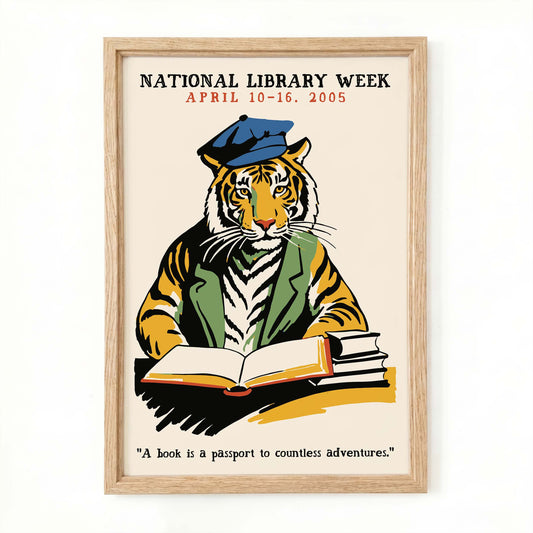 National Library Week Tiger Poster