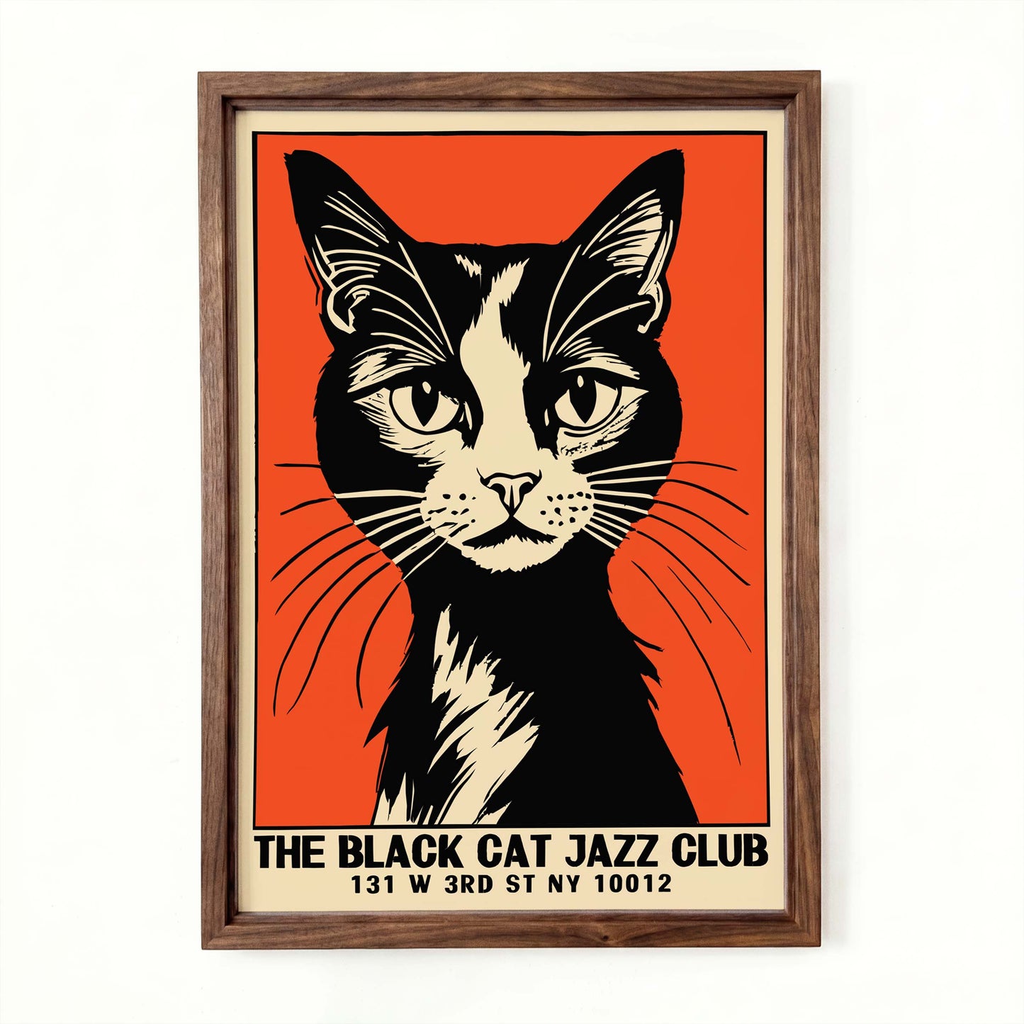 Vintage Black Cat Jazz Club Poster