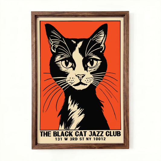 Vintage Black Cat Jazz Club Poster