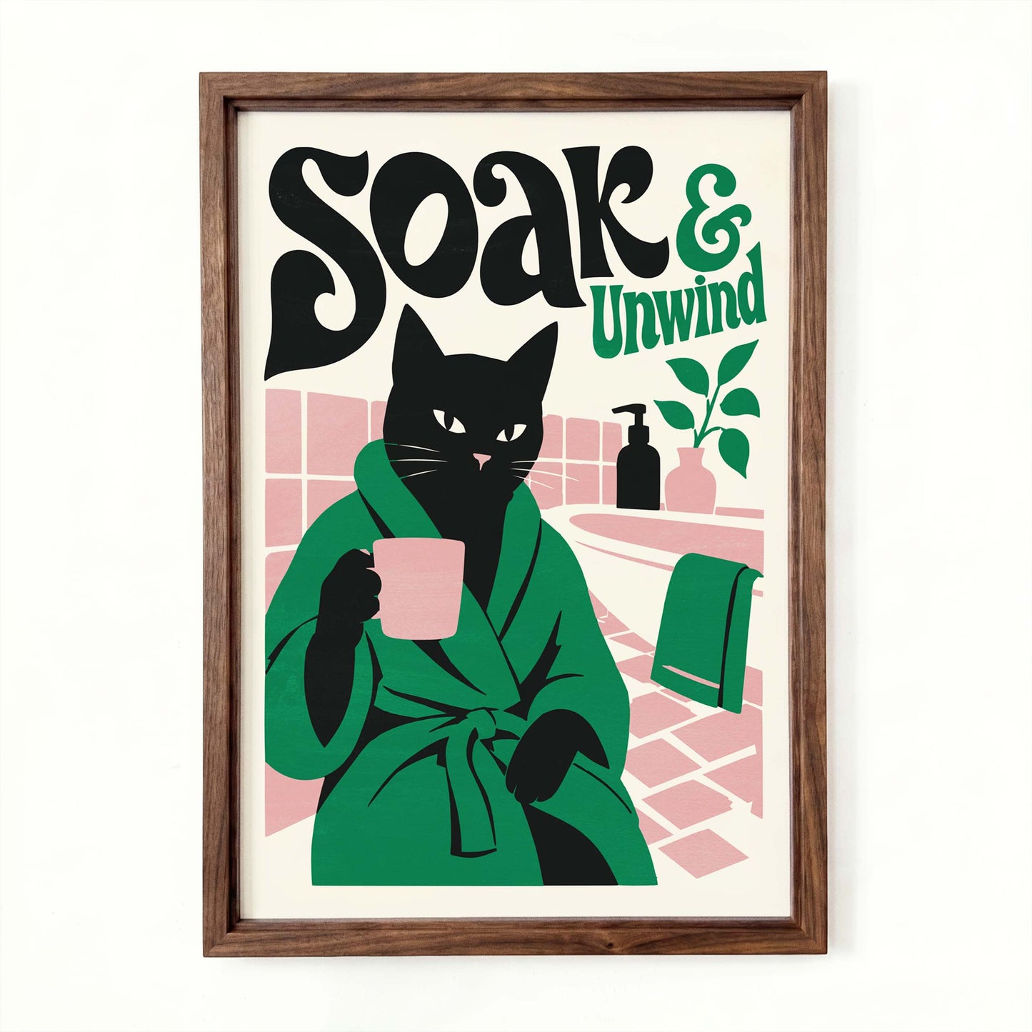 Soak Unwind Cat Wall Art