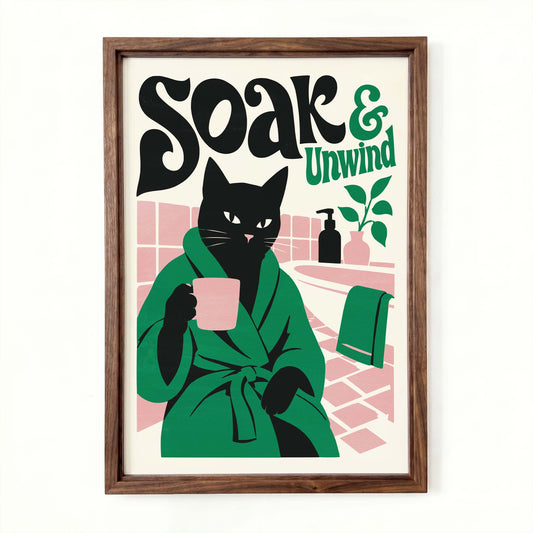 Soak Unwind Cat Wall Art