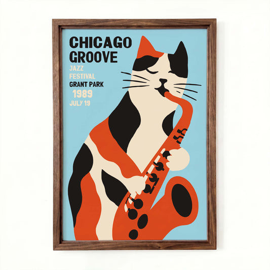 Chicago Groove Jazz Cat Poster