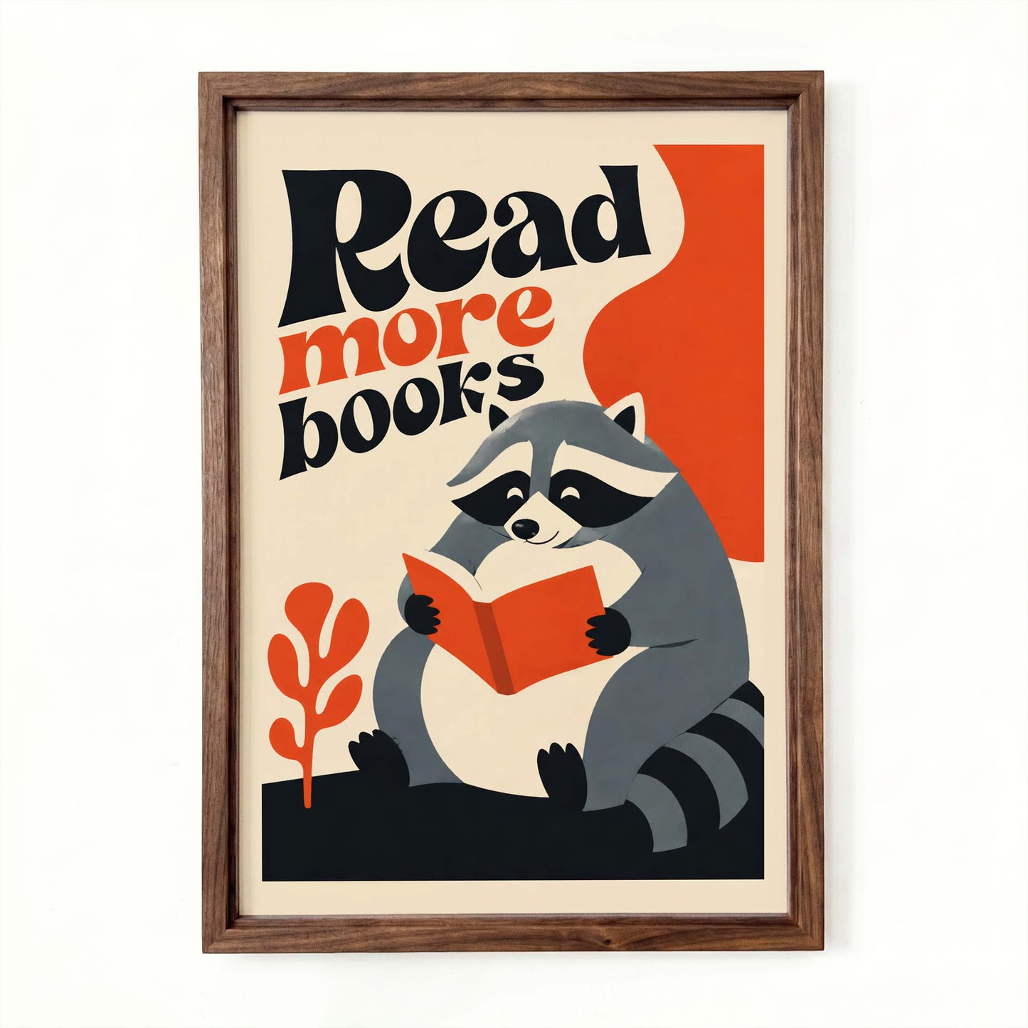 Cute Raccoon Reading Books Print