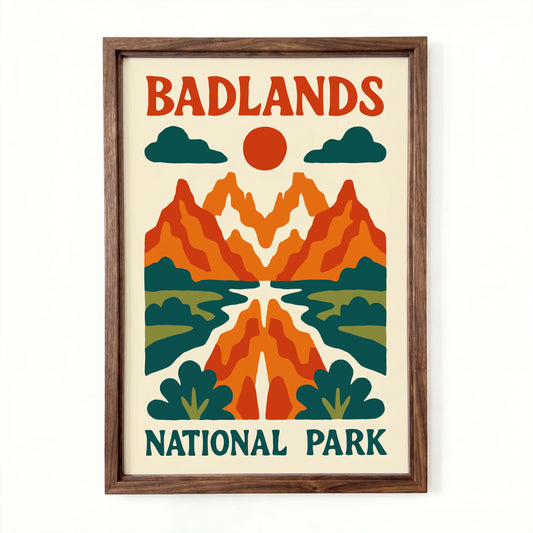Retro Badlands National Park Poster