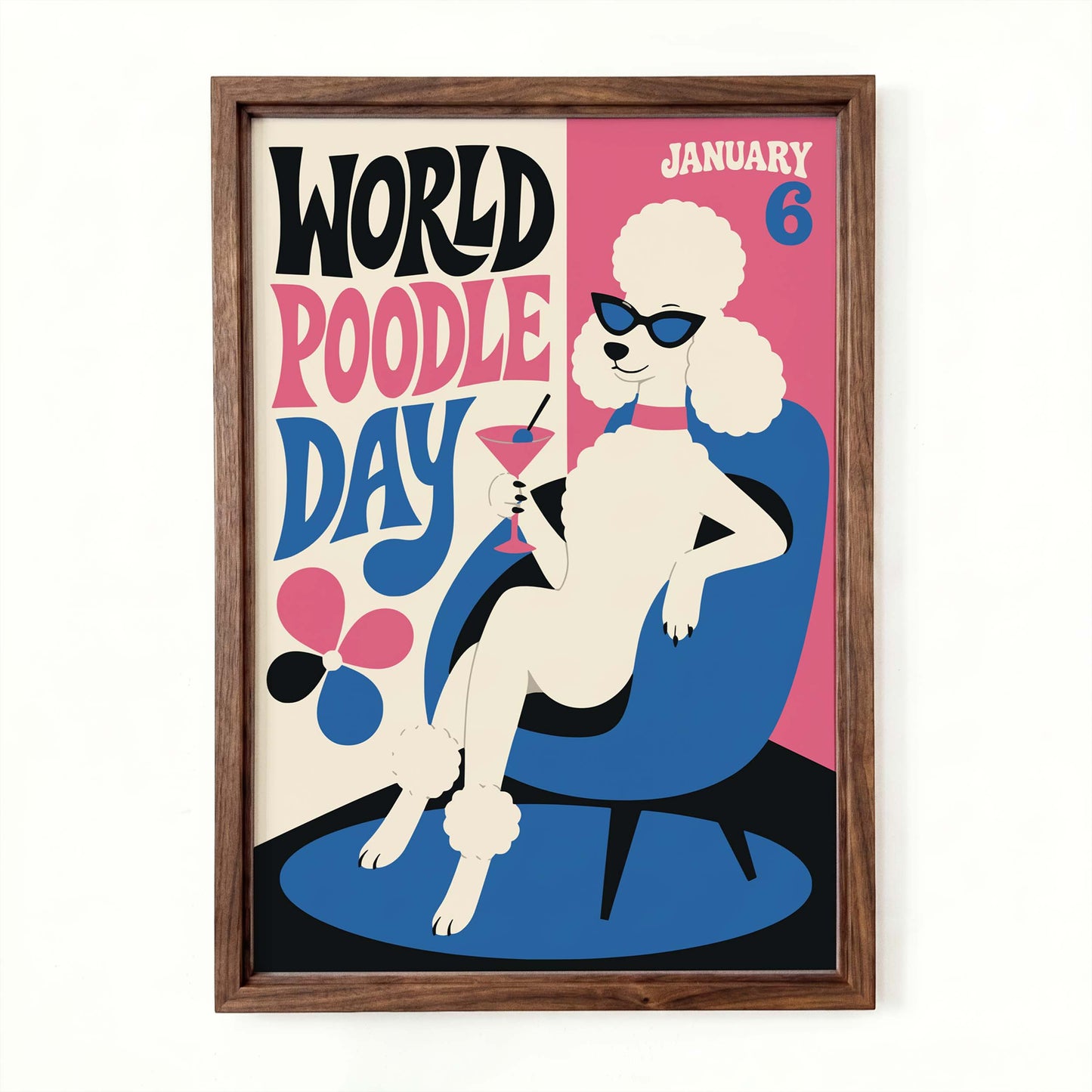Retro World Poodle Day Wall Art