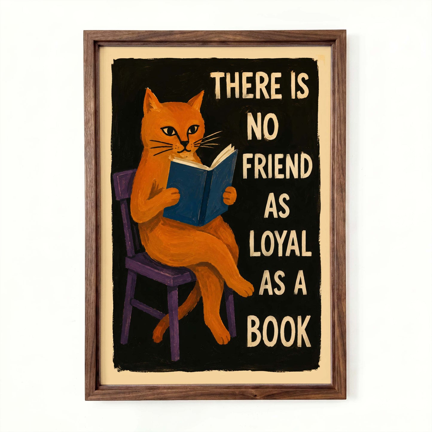 Book Lover Cat Poster Print