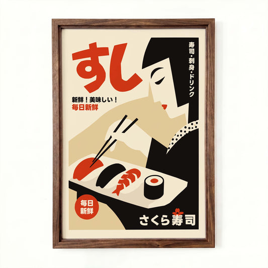 Japanese Sushi Restaurant Vintage Poster