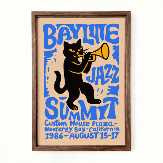 Monterey Bay Jazz Cat Retro Festival Print