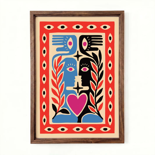 Abstract Love Faces Bedroom Wall Art