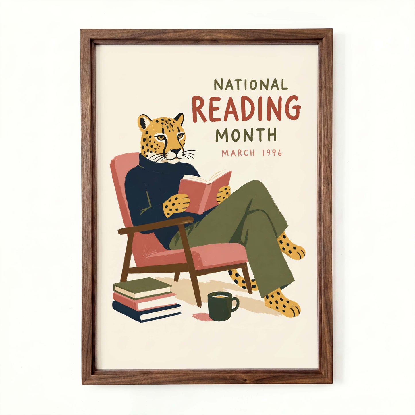 Vintage National Reading Month Leopard Poster