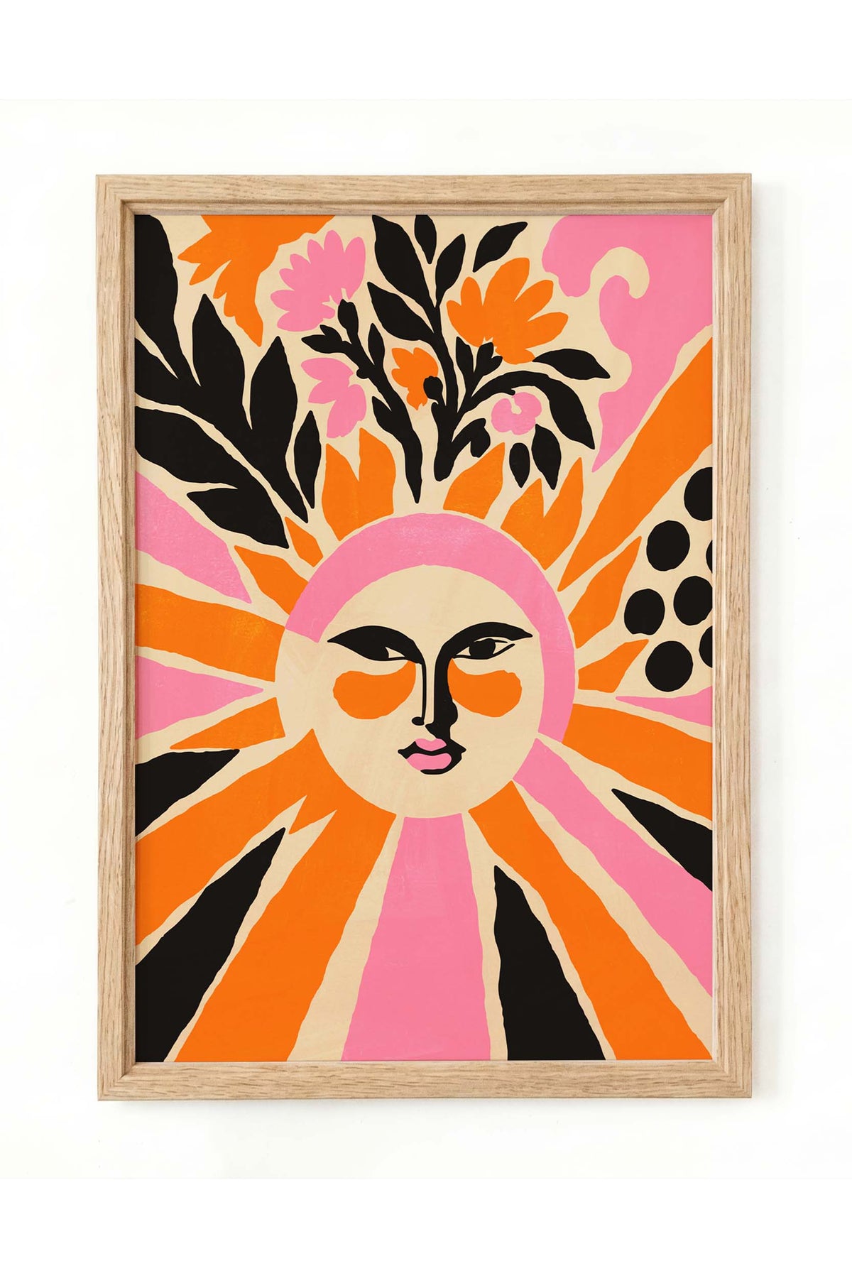 Sun Face Floral Wall Art Print